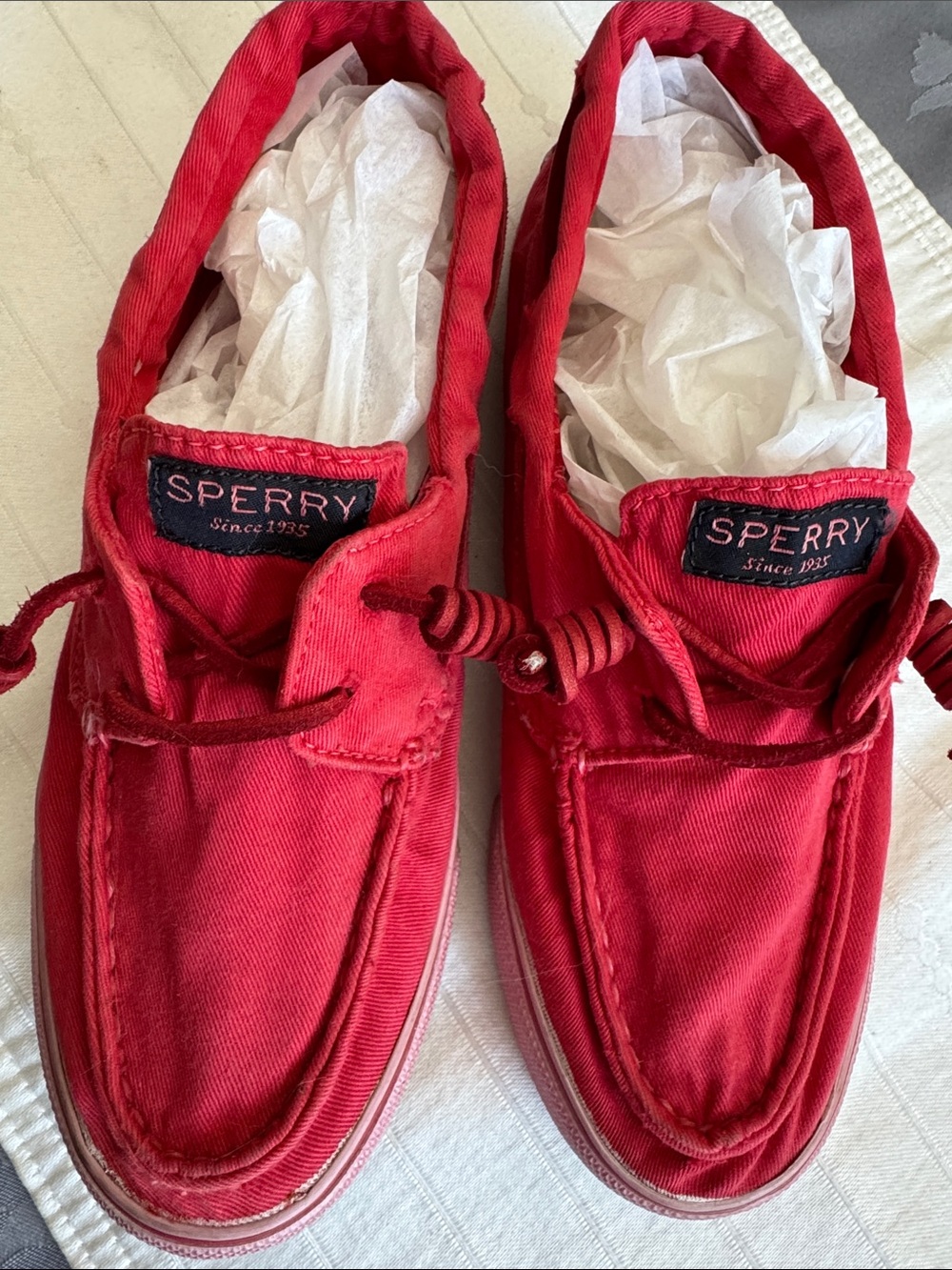 Sperry Red Canvas Top Sider canvas Shoes
